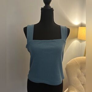 Nine Britton Blue Ribbed Knit Top